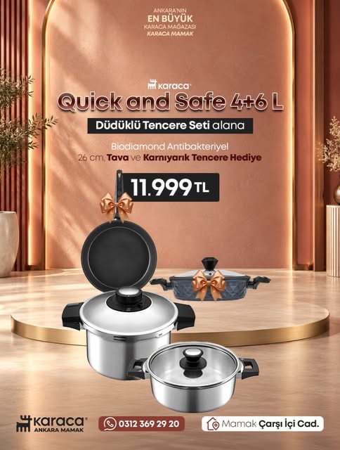 Karaca Quick and Safe 4+6 litre düdüklü tencere seti kampanya görseli