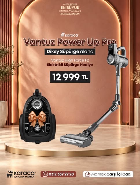 Vantuz Power Up Pro dikey süpürge kampanya görseli